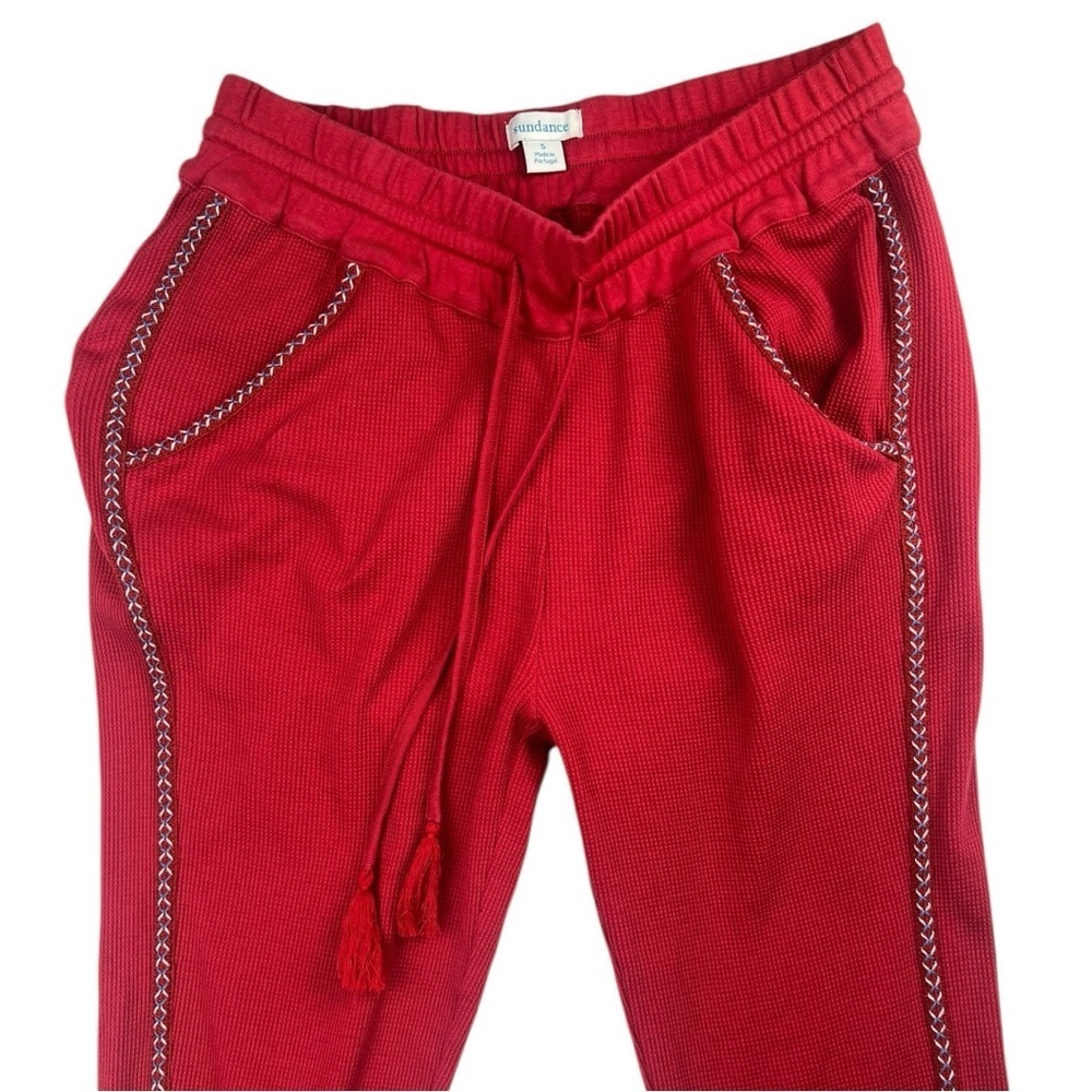 Sundance Thermal Knit Embroidered Red Pants Ingrid Henley Southwestern Size S